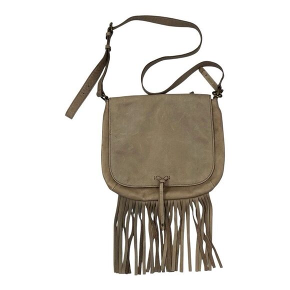 Lucky Brand Kyle Flap Leather Fringe Messenger Crossbody Boho Hippie Bag - Picture 1 of 6